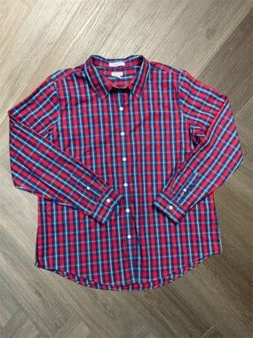 L.L.Bean Heritage Tartan Wrinkle Free‎ Button Shirt Womens XL Red Blue Classic